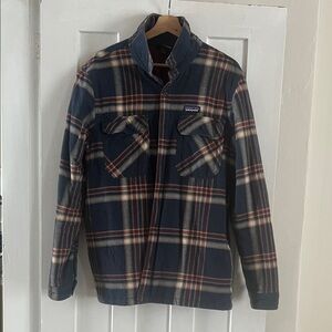 Patagonia Navy and Red Plaid Shirt Jacket